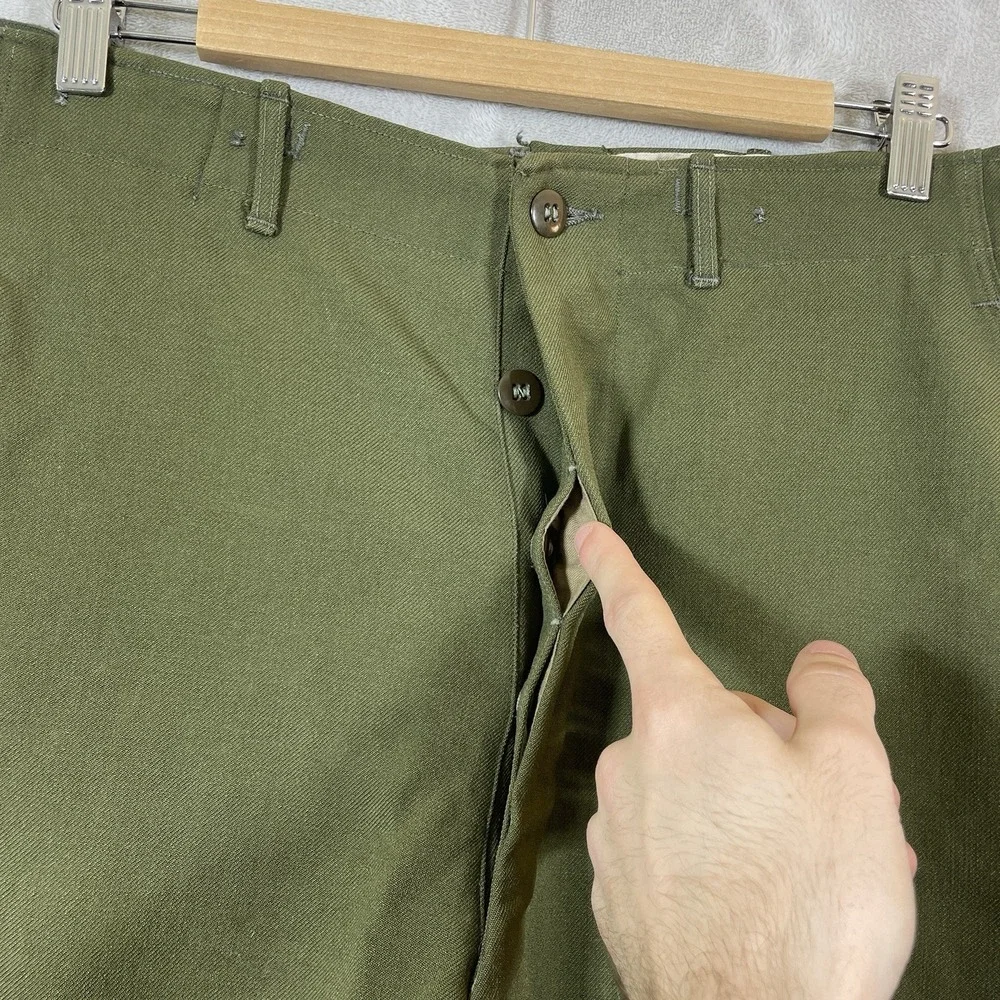 Vtg Korean War Pants Medium Long M-1951 Army Field Trouser Wool OG-108 32x33 Men